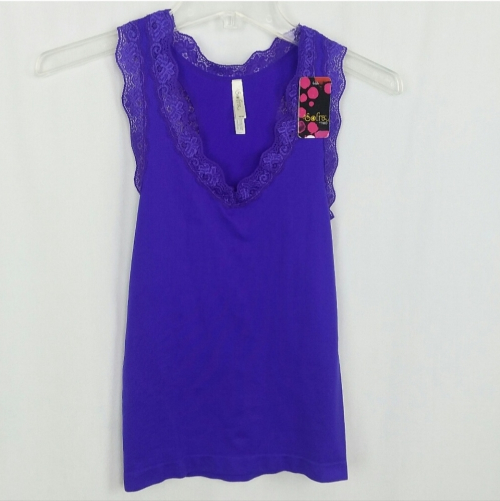 Sofra Lace Neckline Y2K Inspired Casual Boho Chic Feminine Romantic Flirty Cami